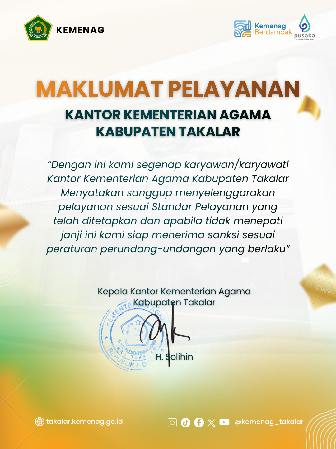Maklumat Pelayanan Kemenag Takalar